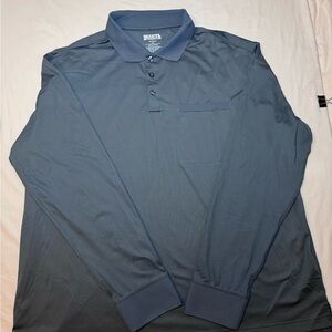 Duluth Trading Mens Polo Shirt XLarge Gray Relaxed Fit Long Sleeve Pullover